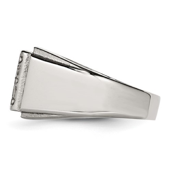 CLOSEOUT - Stainless Steel Polished Black Enameled DAD with CZ Ring - Picture 2 of 5